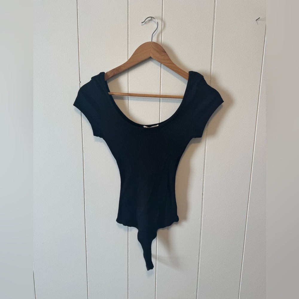 Black ribbed bodysuit